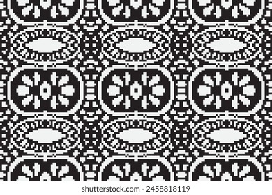 Vector seamless monochrome Ukrainian ornament. Cross stitch pattern. Slavic peoples pattern, Russian Belarusian, Bulgarian, Serbian, Polish