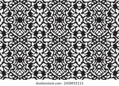 Vector seamless monochrome Ukrainian ornament. Cross stitch pattern. Slavic peoples pattern, Russian Belarusian, Bulgarian, Serbian, Polish