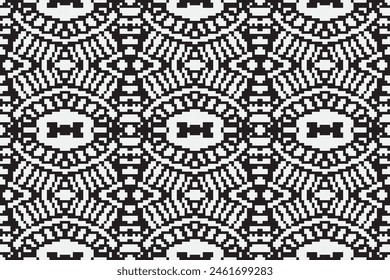 Vector seamless monochrome Ukrainian ornament. Cross stitch pattern. Slavic peoples pattern, Russian Belarusian, Bulgarian, Serbian, Polish