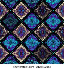 Vector seamless mosaic art pattern. Art background.