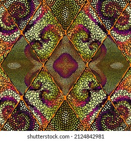 Vektornahtloses Mosaikkunstmuster. Kunsthintergrund.