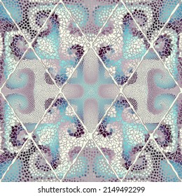 Vector seamless mosaic art pattern. Art background.