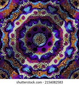 Vector seamless mosaic art pattern. Art background.