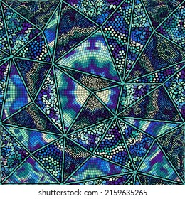 Vector seamless mosaic art pattern. Art background.
