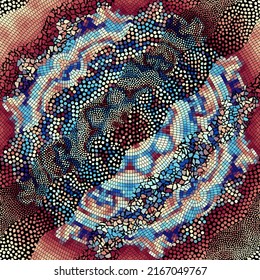 Vector seamless mosaic art pattern. Art background.