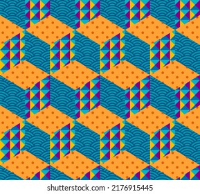 Vector seamless mosaic art pattern. Art background.