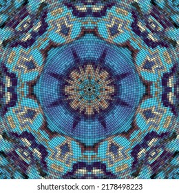 Vector seamless mosaic art pattern. Art background.