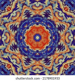 Vector seamless mosaic art pattern. Art background.