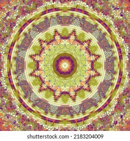 Vector seamless mosaic art pattern. Art background.