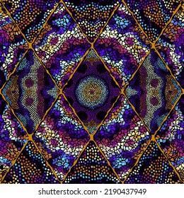 Vector seamless mosaic art pattern. Art background.