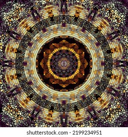 Vector seamless mosaic art pattern. Art background.