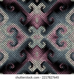 Vector seamless mosaic art pattern. Art background.