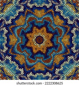 Vector seamless mosaic art pattern. Art background.