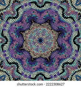 Vector seamless mosaic art pattern. Art background.
