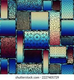 Vector seamless mosaic art pattern. Art background.