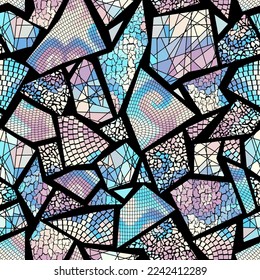 Vector seamless mosaic art pattern. Art background.