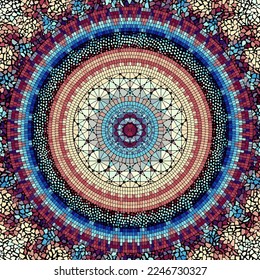 Vector seamless mosaic art pattern. Art background.
