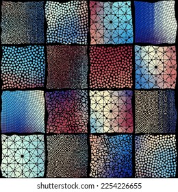 Vector seamless mosaic art pattern. Art background.
