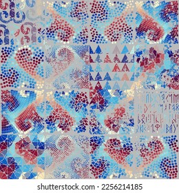 Vector seamless mosaic art pattern. Art background.