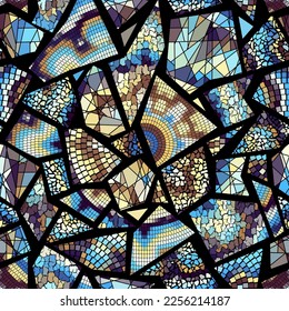 Vector seamless mosaic art pattern. Art background.