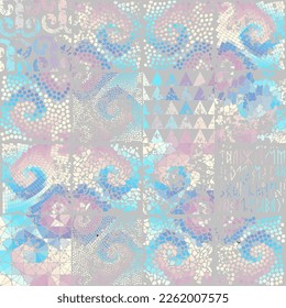 Vector seamless mosaic art pattern. Art background.