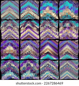 Vector seamless mosaic art pattern. Art background.