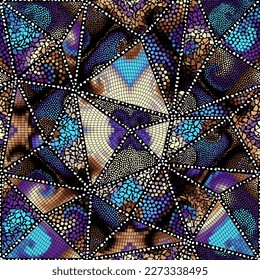 Vector seamless mosaic art pattern. Art background.