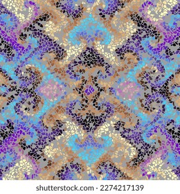 Vector seamless mosaic art pattern. Art background.