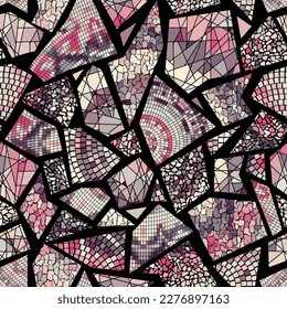 Vector seamless mosaic art pattern. Art background.