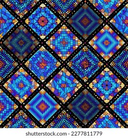 Vector seamless mosaic art pattern. Art background.