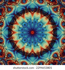 Vector seamless mosaic art pattern. Mandala Art background.