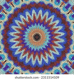 Vector seamless mosaic art pattern. Mandala Art background.