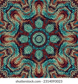Vector seamless mosaic art pattern. Art background. Mandala image