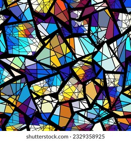 Vector seamless mosaic art pattern. Art background.