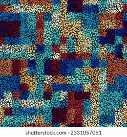 Vector seamless mosaic art pattern. Art background.