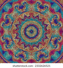 Vector seamless mosaic art pattern. Art background. Mandala image