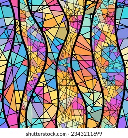 Vector seamless mosaic art pattern. Art mosaic background.