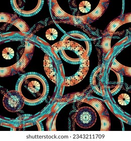 Vector seamless mosaic art pattern. Art background.