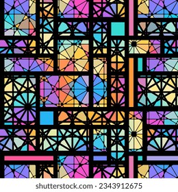 Vector seamless mosaic art pattern. Art mosaic background.