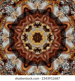Vector seamless mosaic art pattern. Art background. Mandala image