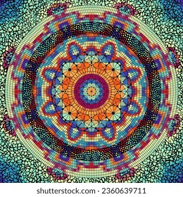 Vector seamless mosaic art pattern. Art background. Mandala image