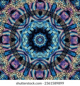 Vector seamless mosaic art pattern. Art background. Mandala image