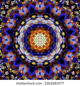 Vector seamless mosaic art pattern. Art background. Mandala image