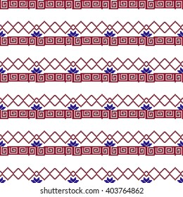 Vector seamless mosaic. Subject maze. Red, black, blue. For the design, printing, presentations, light and textile industry