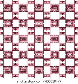 Vector seamless mosaic. Subject maze. Red, black, blue. For the design, printing, presentations, light and textile industry