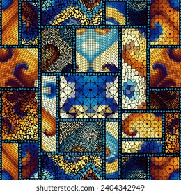 Vector seamless mosaic tile pattern. Ceramic tiles background.