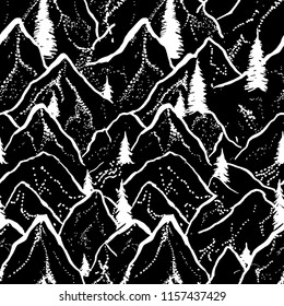 vector seamless mountain black and white