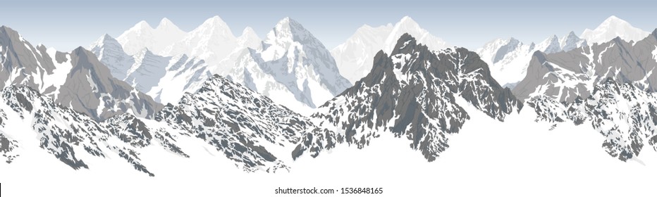 vector seamless mountains karakoram himalayan panorama background