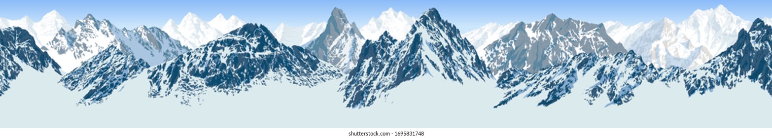 vector seamless mountains karakoram himalayan panorama background