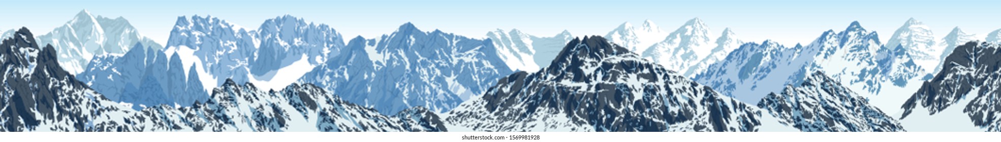 vector seamless mountains landscape illustration